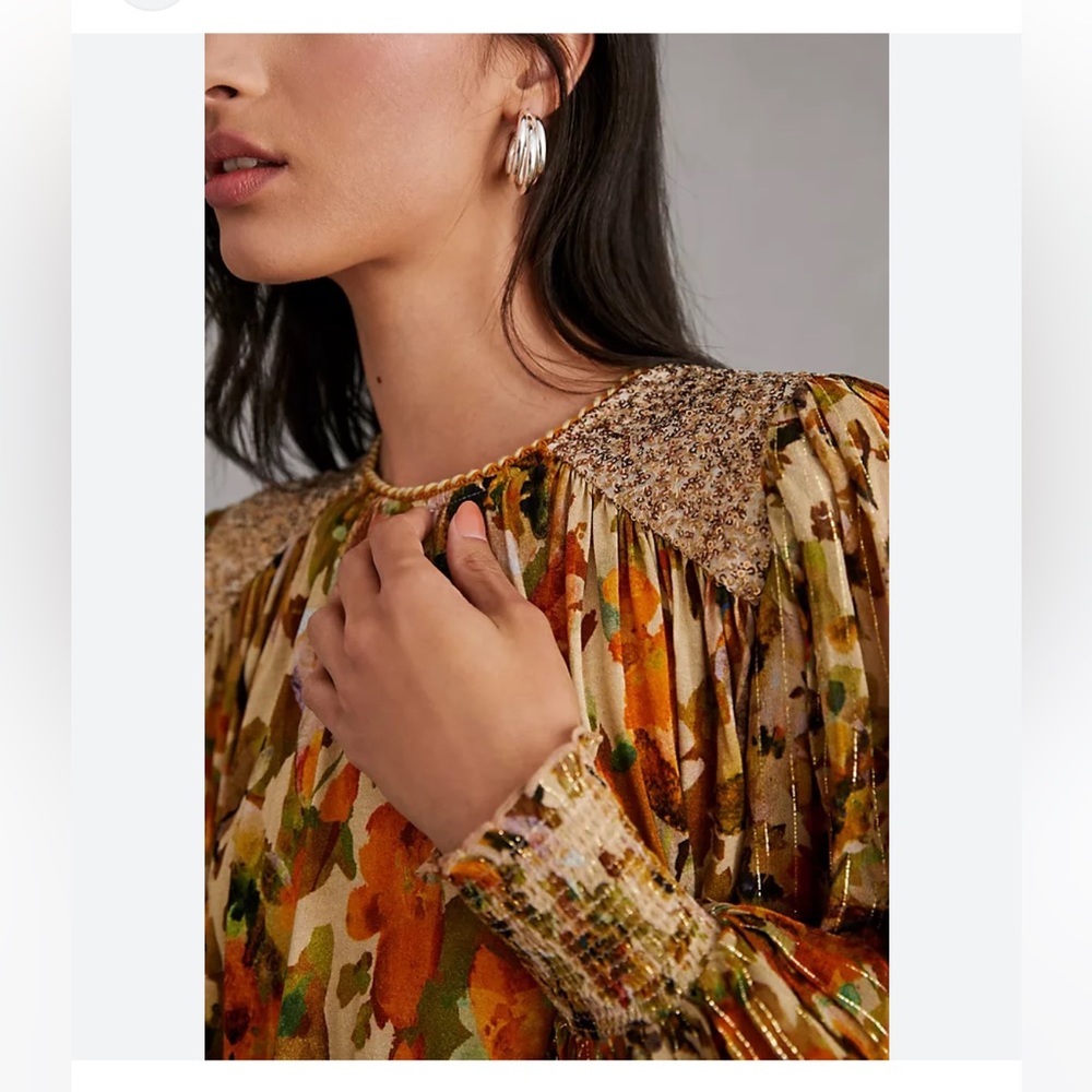 Anthropologie Bl-nk Sequin-Embellished Blouse - Picture 3 of 7